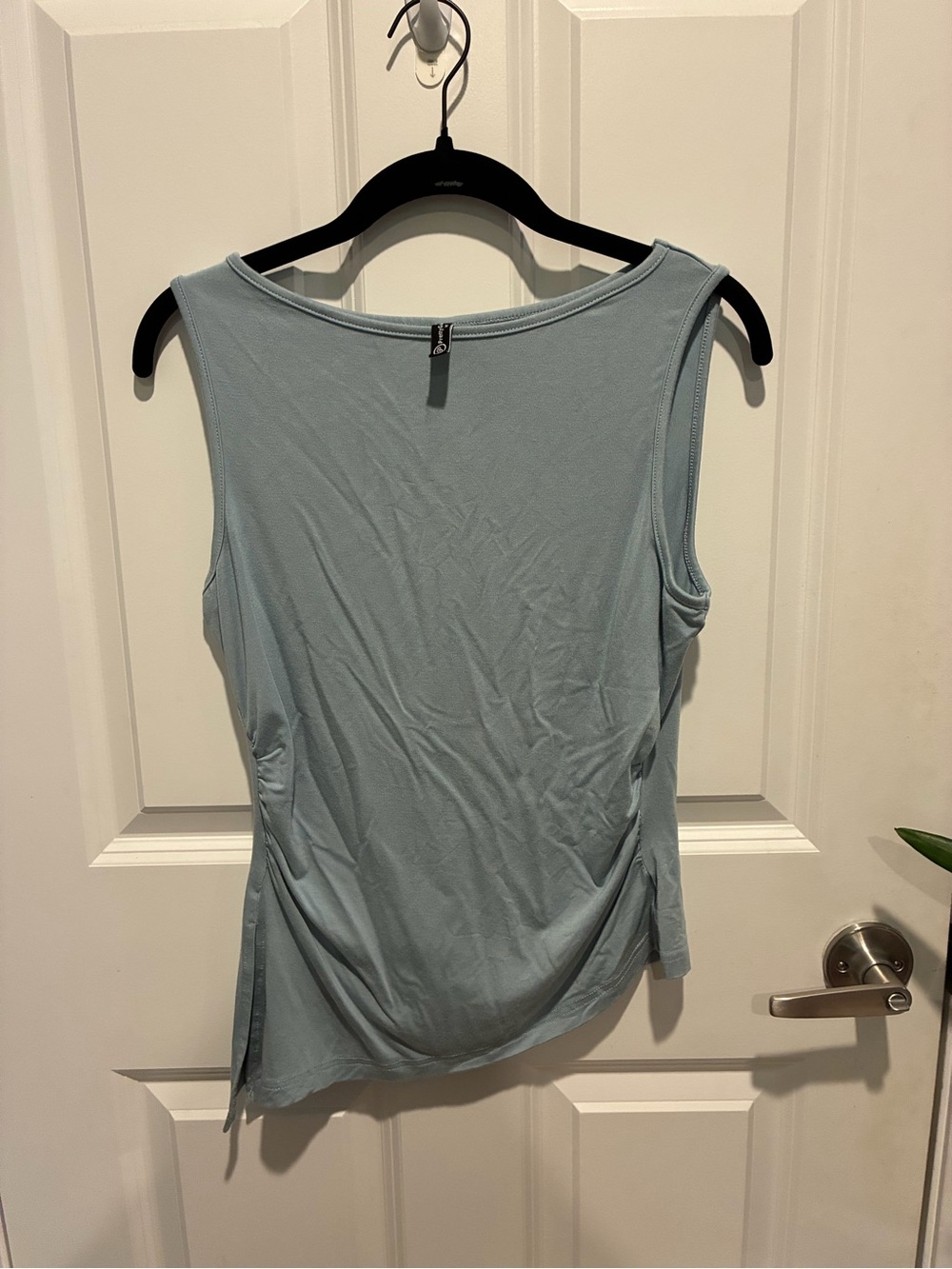 Women’s Light Blue Sleeveless Tank Top with Side Drape